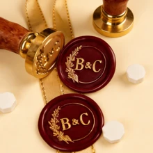 Custom Wax Seal Stamp For Gift & Wedding , Any Logo Can Be Engraved , Personalised Initial Wax Seal Kit , Wedding Wax Stamp Custom - Multicolor - View 4