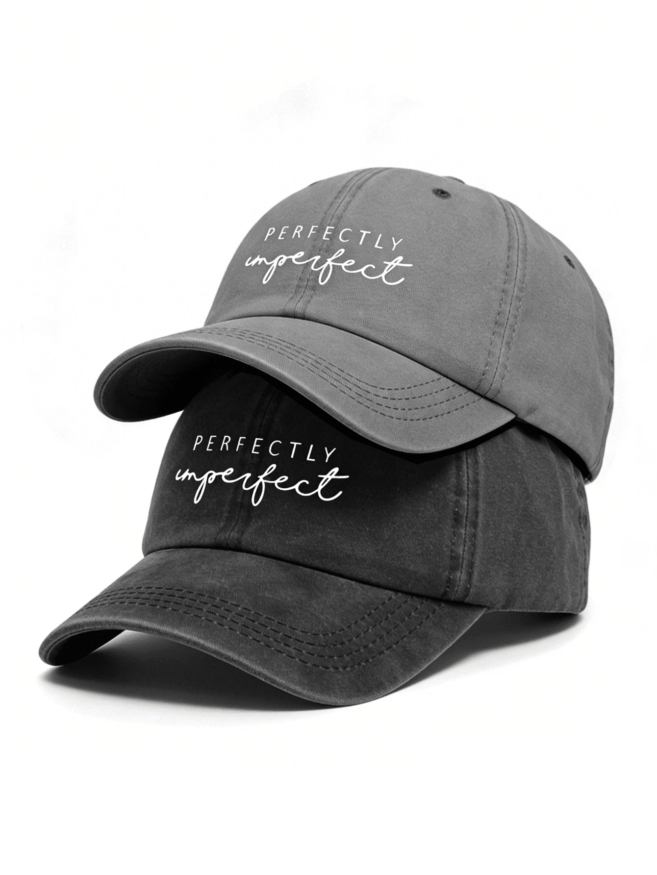 1pc Unisex Printed "PERFECTLY IMPERFECT" Washed Baseball Cap, Lightweight Breathable Adjustable Sun Hat Suitable For Outdoor Spring/Autumn Travel, Hiking, Cycling,Summer,Beach