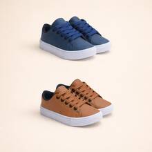 COMBO 2 Boys' Durable Sneakers | Lightweight And Soft, Made For Your Son, Sizes 25 To 36 | TAKE ADVANTAGE NOW! - 海洋 + 焦糖 - 查看 2