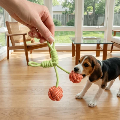 Đồ chơi cho chó bằng dây cotton hình quả anh đào, chống cắn phá, phù hợp cho chó nhỏ và vừa, giúp làm sạch răng, đồ chơi kéo co tương tác.