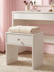 Minimalist White Side Table With Crystal Style Knob, Petit Nightstand For Bedroom & Living Room, Versatile Storage Cabinet, Space-Saving Furniture For Apartment & College Dorm - 白色 - 查看 3