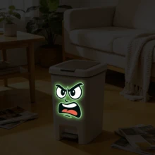 1pc Glow-In-The-Dark Trash Can Sticker, Fun Cartoon Expressions, Self-Adhesive And Removable Vinyl Sticker, Suitable For Kitchen, Bathroom, Bedroom Trash Cans, Office And Home Decoration. - Multicolor - View 8
