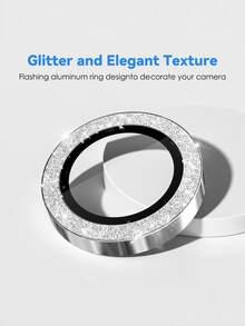 Shockproof Glitter Diamond 6pcs Camera Lens Protector Compatible With IPhone 17/17 Air/17 Pro/17 Pro Max/16/16 Pro/16 Plus/16 Pro Max/16/14 Pro 6.1"/14 Pro Max 6.7", Shiny Tempered Glass Camera Lens Cover, Perfectly Compatible With Apple 14 Pro Max/14 Pro/15/15 Pro Max/15 Pro Mother's Day Gift - Silver - View 3
