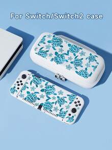 Acessórios do Novo Console de Jogos Switch2 (2025): 1 Peça Organizador de Cabo de Carregador e Dados com Estampa de Tartaruga Marinha/Capa Protetora Compatível com Switch OLED/Switch NS Versão Estendida da Bateria, com Suporte Integrado, Pode Segurar 10 Cartões de Jogo, Portátil para Viagens, Suporte a Choques e Durável Porta Cartões de Jogo e Bolsa para Controle - Multicolorido - Visão 1