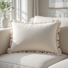 Set Of 2 Luxury Ruffled Cushion Covers 30x50cm For Decoration - Beige - View 1
