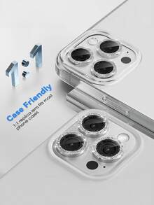 Shockproof Glitter Diamond 6pcs Camera Lens Protector Compatible With IPhone 17/17 Air/17 Pro/17 Pro Max/16/16 Pro/16 Plus/16 Pro Max/16/14 Pro 6.1"/14 Pro Max 6.7", Shiny Tempered Glass Camera Lens Cover, Perfectly Compatible With Apple 14 Pro Max/14 Pro/15/15 Pro Max/15 Pro Mother's Day Gift - Silver - View 2