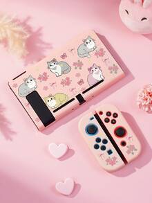 花卉蝴蝶結小貓印花 Switch/Switch 2 保護殼，相容於新 Switch 2 (2025)/Switch NS/Switch OLED/Lite，相容於 Switch 主機配件，全套組，含收納袋、卡槽底座蓋、遊戲卡盒、Switch 保護套，送給 Switch 玩家的最佳禮物 - 彩色 - 查看 13