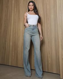 Wide Leg Jeans With Elastane - 淺色水洗藍 - 查看 1