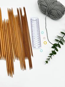 Carbonized Bamboo Double Pointed Knitting Needles Set, 25cm/35cm With Gauge Ruler, Smooth Knitting Tools For Women's Handmade DIY, Home Textiles And Clothing Knitting - Knitting Set - View 4