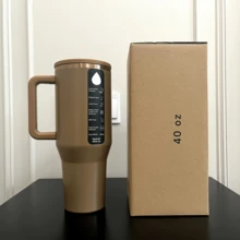 40OZ Sports Water Bottle Elevate Your Daily Hydration | Premium Insulated Stainless Steel Bottle | Stylish, Durable & Leakproof Design With Comfort Handle & Flip Straw | Easy To Clean & Perfect For Every Adventure – Gym, Office, Travel, Beach & Beyond | Stay Refreshed, Stay Healthy - Caramel - Xem 3
