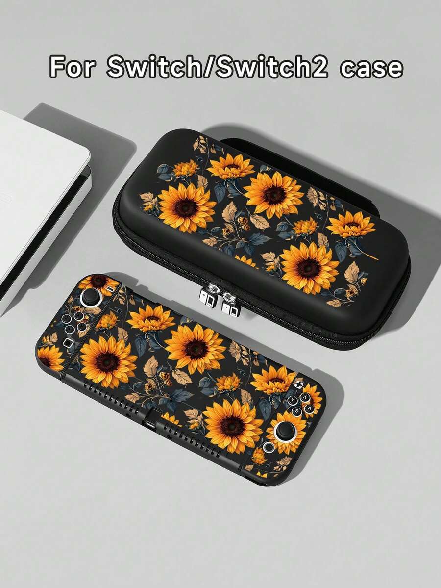 Accesorios de la consola de juegos Switch2 (2025), Funda protectora con estampado de flores margaritas, compatible con Switch2/Switch NS/Switch OLED/Lite, compatible con accesorios de consola de juegos Switch/Switch 2, juego completo, bolsa de almacenamiento, funda protectora Switch, mejor regalo compatible con jugadores de Switch - Multicolor - Ver 1