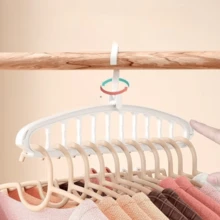 1pc Rotatable 11-Hole Clothes Hanger Organizer, Multi-Functional Seamless Hanger, Magic Folding Clothes Rack, 360° Rotation, Foldable Plastic Seamless, Non-Slip Drying Rack, Suitable For Dorm And Home Wardrobe Storage, Drying Clothes, Dorm Organization, Bedroom Storage, Compact Design, Simple Storage, Durable Plastic, Sturdy Structure, Scarf Hooks, Accessory Storage, Home Storage, Apartment Resident - View 8