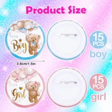 10/20/30/60/100pcs Gender Reveal Bear Pins, Boy Or Girl Team Badges, Suitable For Party Games, Decorations, Baby Shower Gifts, Gender Reveal Pins, Boy Team Badges, Girl Team Badges - Pink and Blue - View 6