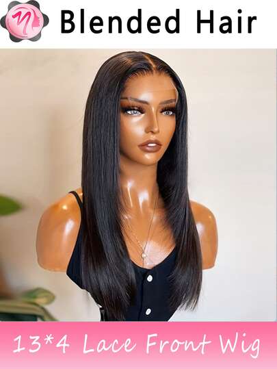 Tóc giả dài thẳng 13*4, ren trước trong suốt, mật độ 180%, kiểu tóc bob dài 6-16 inch, tóc giả 18-36 inch pha trộn với đường chân tóc tự nhiên ở giữa, tóc giả dự tiệc hàng ngày màu đen/nâu/đỏ tía/cam, đã được uốn, cắt và tỉa sẵn.