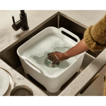 Wash And Drain Kitchen Washing Up Bowl For Sink With Handles And Draining Plug, 9 Litres, Grey - Xám - Xem 6