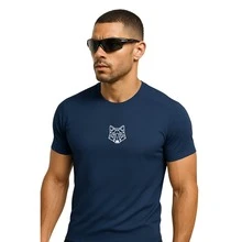 KIT 3 T-Shirts + 2 Shorts Tactel Elastane Men's Dry Fit Bermuda Shorts Alpha Co Lobo Wolf Geometrico Academia Original - Đen, xanh dương và trắng - Xem 4