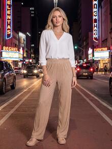 Women Pants - Beige - View 5
