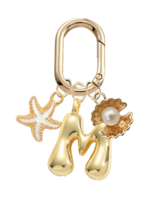 Gold Bubble Letter A-Z Keychain For Women, Cute Alphabet Initial Charm Decorated With Starfish And Seashells, Shiny Metal Letter Key Ring, Personalized Bag Charm, Handbag Backpack Purse Hanging Accessory, Car Keychain Decoration. Ideal For Daily Use, Travel, School, Shopping, Gifting,Perfect For Valentine'S Day, Birthday,Holiday Gifts For Girls, Teens, Women, Friends,Mother's Day Gift - Multicolor - View 24