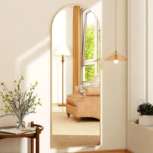 64"X21.36" Gold Arched Full Length Mirror With Stand, Aluminum Alloy Frame Full Body Floor Mirror, Freestanding Explosion-Proof Mirror For Bedroom - Vàng - Xem 2