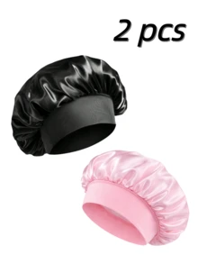 1/2 chiếc Mũ ngủ lụa, Mũ trùm tóc satin, Mũ rộng vành co giãn cao cấp dành cho nữ, Mũ ngủ lụa, Mũ trùm tóc satin cao cấp, Băng đô tóc lụa xoăn (Đen và Hồng), Mũ ngủ, Mũ đi nghỉ, Mũ mùa hè - Nhiều màu - Xem 11