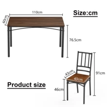 Dining Table And Chairs Set, Bar Table With 4 Chairs, Kitchen Table With Chairs, Industrial Style Breakfast Table For Kitchen, Living Room, Reception Room, Walnut Wood, 110 Cm X 60 Cm X 76.5 Cm - Maroon - View 3