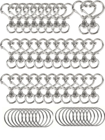 Bộ 20 chiếc móc khóa xoay hình trái tim kèm vòng chìa khóa - (10 móc khóa hình trái tim + 10 vòng chìa khóa) Móc khóa lò xo kim loại nhiều màu sắc, thích hợp cho đồ thủ công DIY, trang sức, dây đeo và đồ trang trí - Móc khóa càng cua xoay 360° hình trái tim bằng kim loại, nhiều màu sắc