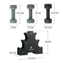 MUUK FITNESS Neoprene Dumbbell Set With Rack | Non-Slip For Home Or Gym Workouts | Includes Rack | 20LB Set (2*2LB + 2*3LB + 2*5LB + Rack) And 32LB Set (2*3LB + 2*5LB + 2*8LB + Rack) - Grey Set 3, 5, 8 LB - View 8