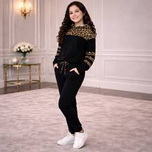 "Fun And Comfortable Girls' Sweatshirt" (4 To 14 Years Old) - 黑色 - 查看 3