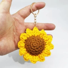 1 chiếc/15 chiếc Móc khóa hình dâu tây và hoa hướng dương dệt thủ công theo phong cách đồng quê sáng tạo, quà tặng móc khóa xe hơi tự làm - Nhiều màu - Xem 3