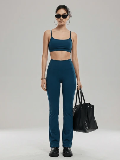 ZULIZ KYRLSSU 女士高腰侧袋喇叭瑜伽裤休闲运动靴型裤