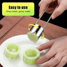 Removedor de semillas de frutas de acero inoxidable, extractor de semillas de pimiento rojo, cortador de semillas de vegetales y frutas, herramienta de cocina conveniente para una rápida extracción, adecuado para las 4 estaciones - Multicolor - Ver 8