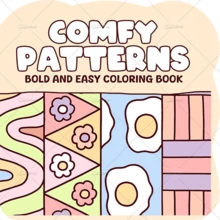 24 Pages Comfort Pattern Coloring Book For Adult Cute Cozy Daily Activities Irregular Patterns | Colouring Book For Stress Relief, Birthday Day Gift, Back To School Supplies - Comfortable Pattern - View 2