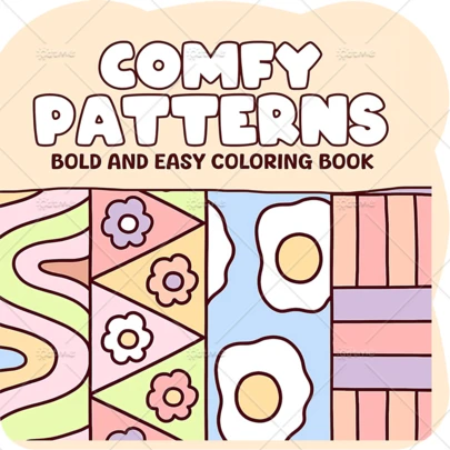 24 Pages Comfort Pattern Coloring Book For Adult Cute Cozy Daily Activities Irregular Patterns | Colouring Book For Stress Relief, Birthday Day Gift, Back To School Supplies ﻿