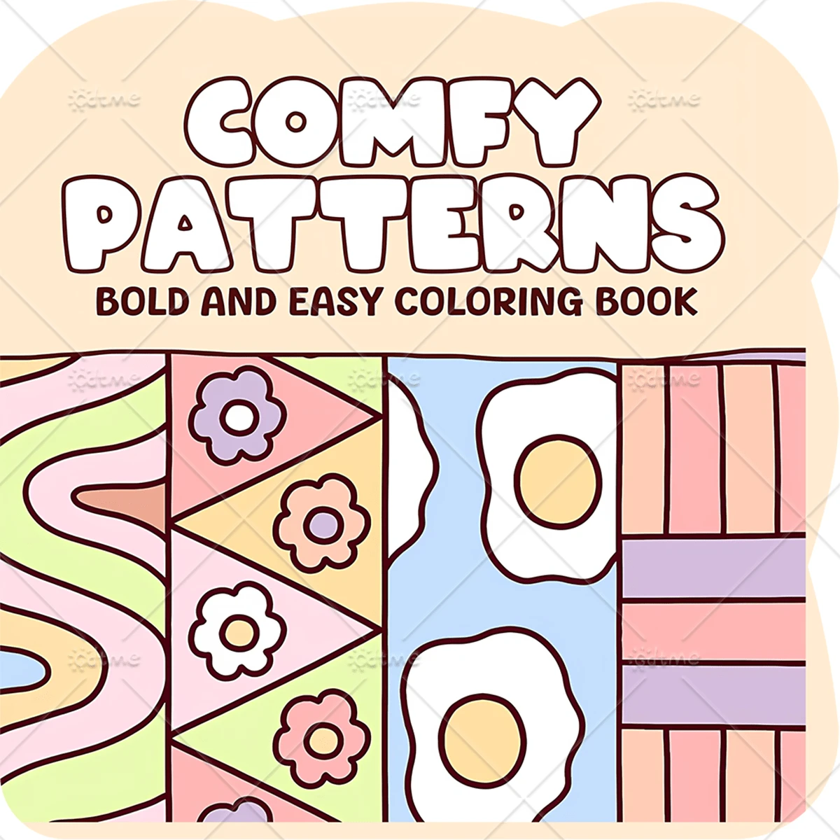 24 Pages Comfort Pattern Coloring Book For Adult Cute Cozy Daily Activities Irregular Patterns | Colouring Book For Stress Relief, Birthday Day Gift, Back To School Supplies ﻿