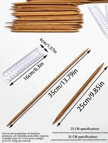 Carbonized Bamboo Double Pointed Knitting Needles Set, 25cm/35cm With Gauge Ruler, Smooth Knitting Tools For Women's Handmade DIY, Home Textiles And Clothing Knitting - Knitting Set - View 11