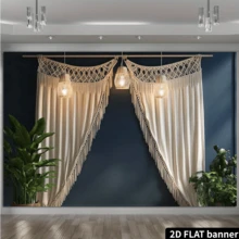 1 Stück 2D eleganter Makramee Quasten Vorhang Deko - handgefertigter Polyester Quasten Vorhang, geeignet für Hochzeiten, Geburtstage, Heimevents - keine Elektrizität erforderlich, schafft komfortable Fotografie Kulisse und weiche Hintergrund Dekoration, verschiedene Größen, Wohnzimmer Vorhang - A - Übersicht 4