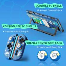 Funda protectora de la isla animal azul IINE para Switch2(2025) / NS2, funda protectora con 2 tapas de joystick, estuche para tarjetas de juego, funda de PC delgada y linda - Ver 4