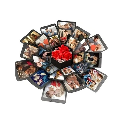 19pcs Hexagon Explosion Handmade Photo Album Box, Surprise Birthday Gift Box, Multi-Layer Explosion Box, DIY Handmade Photo Album Gift, Suitable For Birthday Gift, Wedding Gift, Anniversary And Girlfriend Gift, Durable Romantic Style, Large Capacity, Applicable To Wedding Supplies, Engagement Party, Boyfriend Gift, Birthday Party, Anniversary, Proposal, Bridal Shower, Friend Gift, Graduation, Student Gift, Honeymoon Gift, Mother's Day, Father's Day