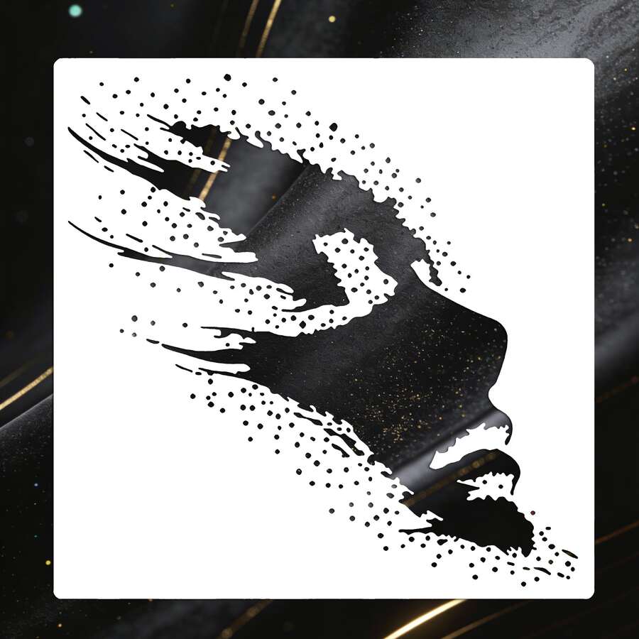 1 st återanvändbar stjärnformad ansiktsschablonmall, lämplig för att rita drömska karaktärsuttryck med stjärnklar bakgrund, tillverkad av lättrengjort PET-material - Sets - Visa 1