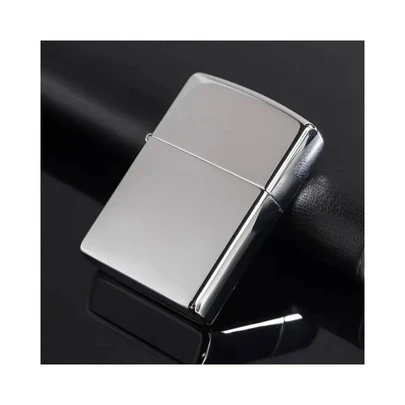 Encendedor de Mecha Minimalista de bolcillo Recargable a Gasolina, modelo Clásico Cromado Brillante de Lujo Compacto Portátil Colores