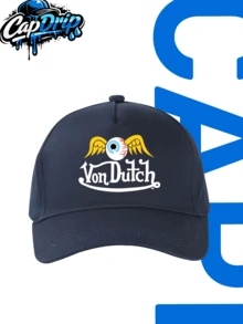 Navy 1pc Unisex Von-Dutchs Print Baseball Cap, Sun Hat, Curved Brim, Dad Cap. Suitable For Daily Use And Outdoor Activities. Outdoor Adjustable Sun Cap. Spring-Summer Travel, Tourism, Beach Vacation Hat. - 藏蓝色 - 查看 1