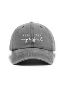 1pc Unisex Printed "PERFECTLY IMPERFECT" Washed Baseball Cap, Lightweight Breathable Adjustable Sun Hat Suitable For Outdoor Spring/Autumn Travel, Hiking, Cycling,Summer,Beach - Print - View 7