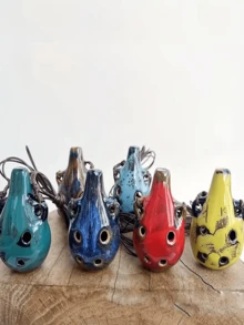 1個 6孔迷你陶笛，古風，音色豐富，手工製作，上漆 - 優雅裝飾與音樂。絕佳節日音樂樂器禮物。 - 彩色 - 查看 10