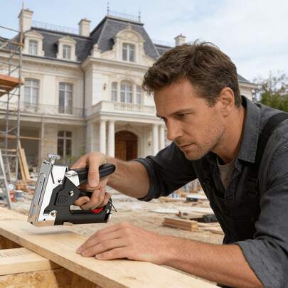 1pc Heavy-Duty Stapler, Stapler, Nail Gun, Manual Nail Gun, Nail Gun, Heavy-Duty Pneumatic Nail Gun, Equipped With A Straight-Through Staling System, Multifunctional Tool Suitable For Woodworking, Framing, Upholstery, Etc., Compatible With Nail Guns And Disassembly Tools, Suitable For DIY Home Decoration