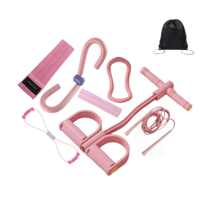8pcs/Set Yoga & Fitness Kit - Made Of EVA Material - Includes Resistance Bands, Leg Toner, Jump Rope, Yoga Ring, 8-Shape Resistance Bands, Resistance Bands, Exercise Guide, And Drawstring Bag - Suitable For Yoga, Pilates, Gym Workout And Body Shaping