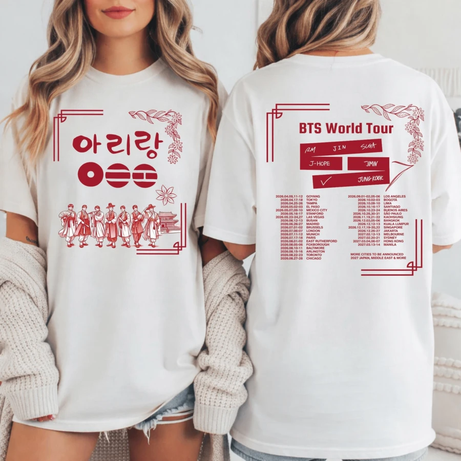 BTSBTS World Tour 2026 T Shirt, Bangtan Boys Comeback 2026 Tee, Kpop Concert Merch Graphic, ARMY Fan Gift - 白色 - 查看 1
