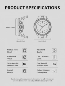 Fossil 44毫米全黑表盘不锈钢表带单向旋转表圈夜光指针石英日期显示军用风格模拟计时腕表 FS5773 Garrett - 黑色 - 查看 5