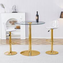 Dining Table & Chair Sets - Gold + Transparent + Glass+Metal + Plastic + Seats 2 - View 3