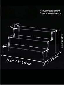 1pc Acrylic Tiered Display Stand, 3-Tier Trapezoid Shaped Display Rack, Home Storage & Display Shelf For Jewelry, Cosmetics, Transparent Multi-Layer Storage Display Stand, Cake Stand, Perfume Stand - Clear - View 30