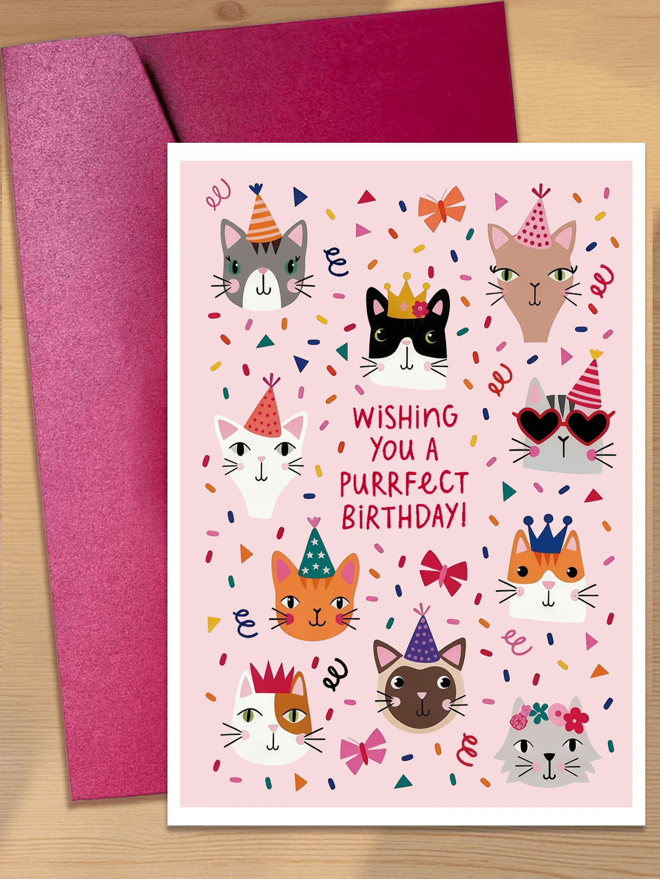 1pc Cute Cat Design Birthday Greeting Card, Suitable For Gifting To Cat Lovers, Family, Partner, Friends And Colleagues - Kitten Greeting Card - View 1